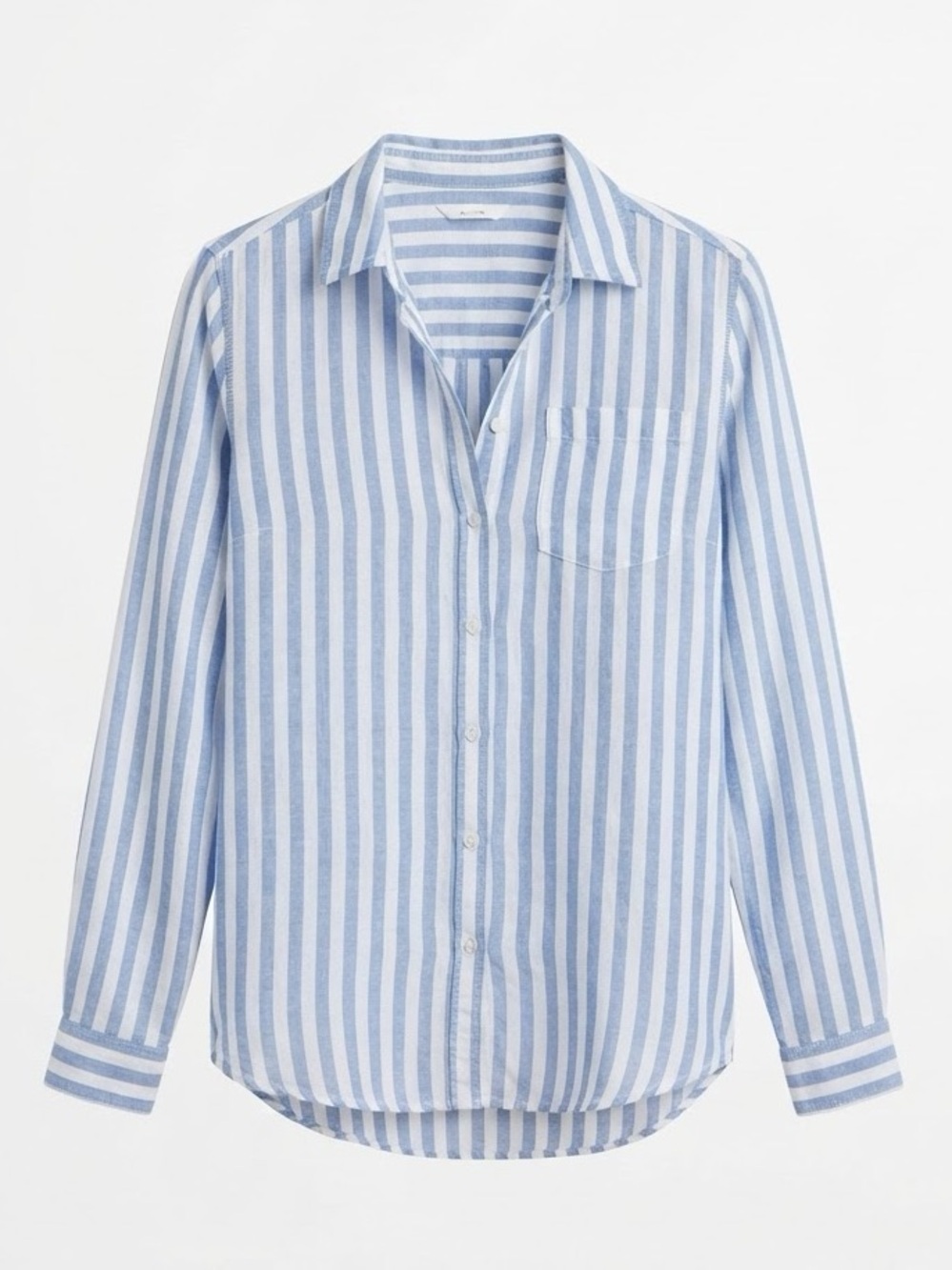 beachlunchlounge Light Blue & White Vertical Stripe Button-Down Shirt